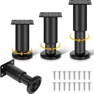 Adjustable Bed Frame Support Leg, 4 Counts Durable Strength Center Support Leg, Furniture Hardware for Bed, Sofa, Dressing Table