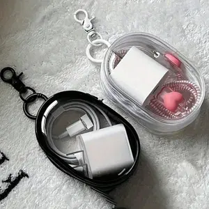 Portable Mini Clear Zipper Storage Pouch Multi Functional Organizer for Lipstick Cosmetics Charger Cable Earphones Jewelry Keychain Perfume Unisex Travel Essential Keychain Style Random Women Christmas Gift Room Decor