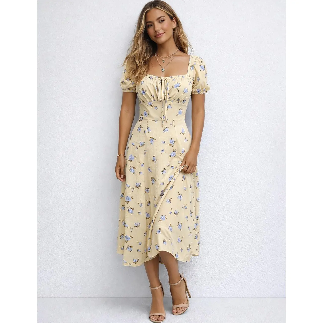 Camille Floral Print Midi Dress