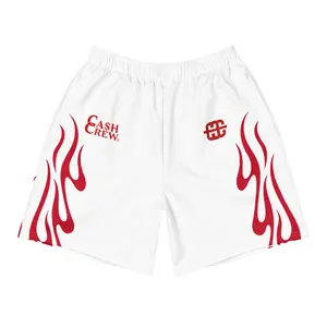 CashCrew Red/White Flame Unisex Athletic Long Shorts