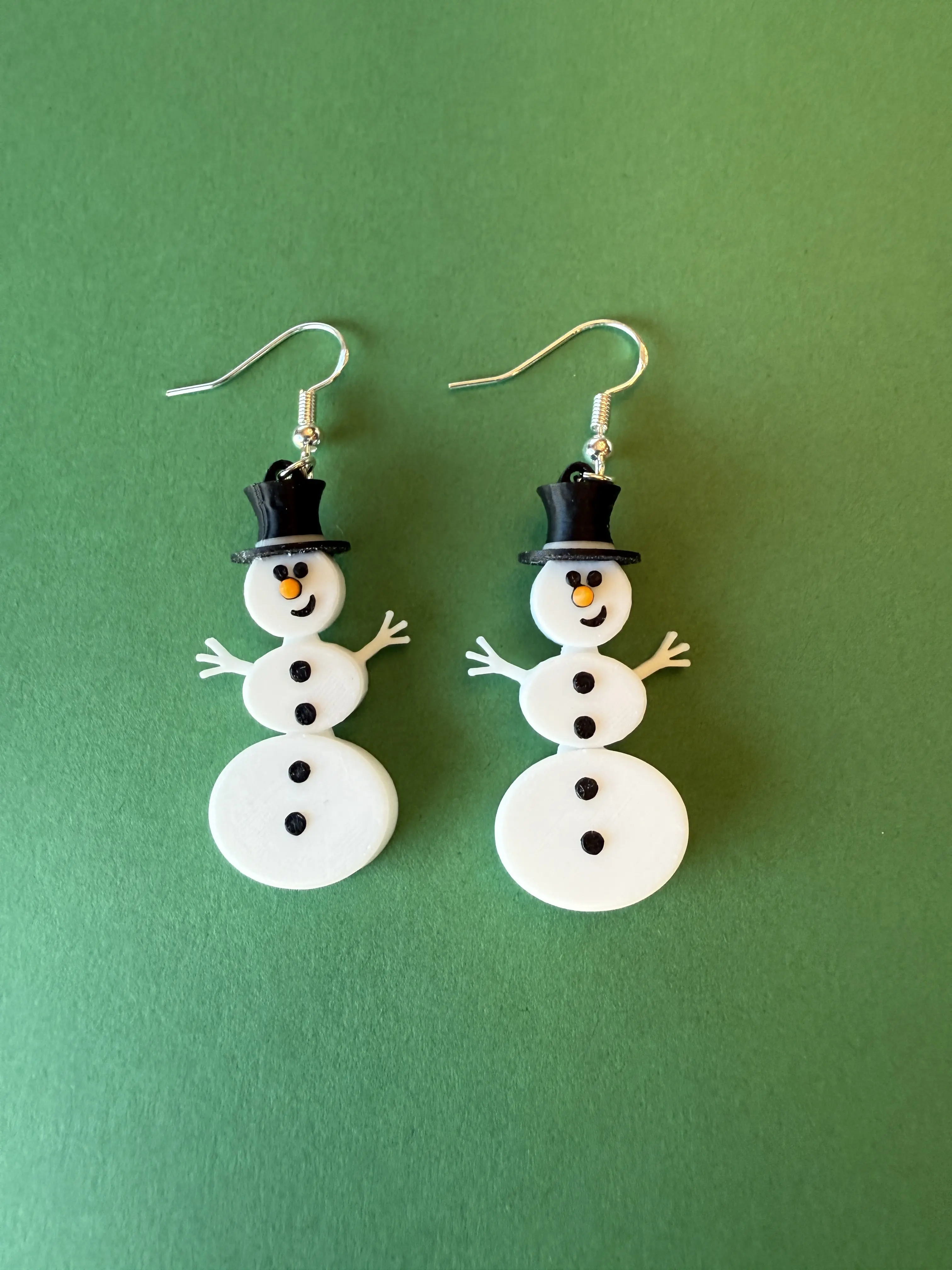 925S Christmas Earrings for Women, Snowman, Festive Holiday Accessories