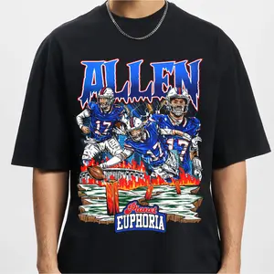 Josh Allen Buffalo QB Power Black T-Shirt – Strong Arm Football Graphic Tee, Unisex Casual Fit, Great Gift for Bills Mafia Fans
