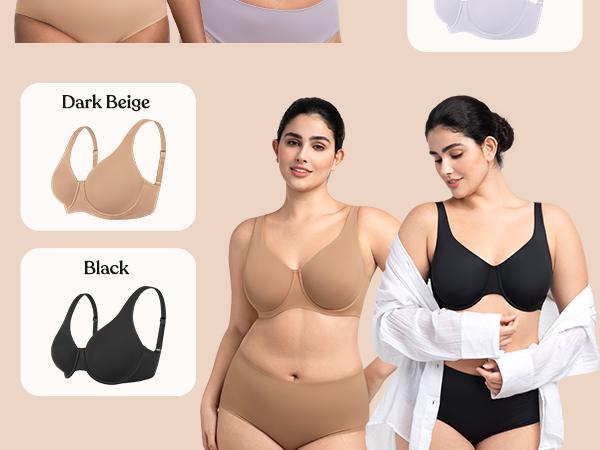 HSIA Esme Minimizer Bras for Women Plus Size Full Coverage No Padding Unlined T Shirt Bra Seamless Underwire Cool Comfort Daily Bras