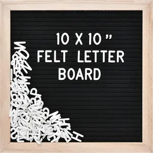 Felt Letter Board 10 x 10 inch Changeable Message Board with Wooden Frame Wall Mount Hook Includes 294 Letters Numbers & Symbols Daily Planner Notebook Adjustable Bright Sign Removable Sale Stickers Practice Easy Read Labels Set birthday card Kit