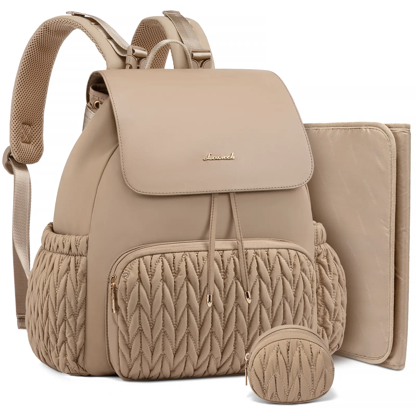 LOVEVOOK Diaper Bag Backpack, Small Baby Bag, Cute Baby Diaper Bag, Stylish Water-Resistant Travel Baby Bag for Mom, Baby Backpack with Changing Pad, Stroller Straps -Khaki DealsForYouDays