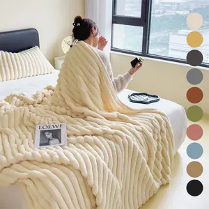 Ultra Soft Solid Microfiber Throw Blanket with Classic Stripe Pattern for Cozy Comfort & Enhanced Durability for Stress & Anxiety Swaddle the Pet, and Christmas Gifts Skin Friendly Blanket