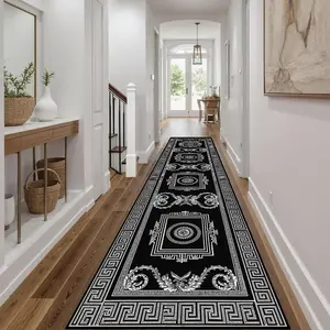 Geometric Floral Pattern Kitchen Runner Rug, Boho Runner Rug, 1 Count Non-slip Kitchen Mat, Rectangle Home Decor Floor Mat for Kitchen Living Room Bedroom