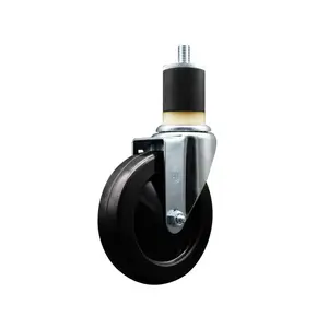 Hard Rubber Swivel Expanding Stem Caster w/5" x 1.25" Black Wheel and 1-7/8" Stem - 300 lbs Capacity/Caster - Service Caster Brand