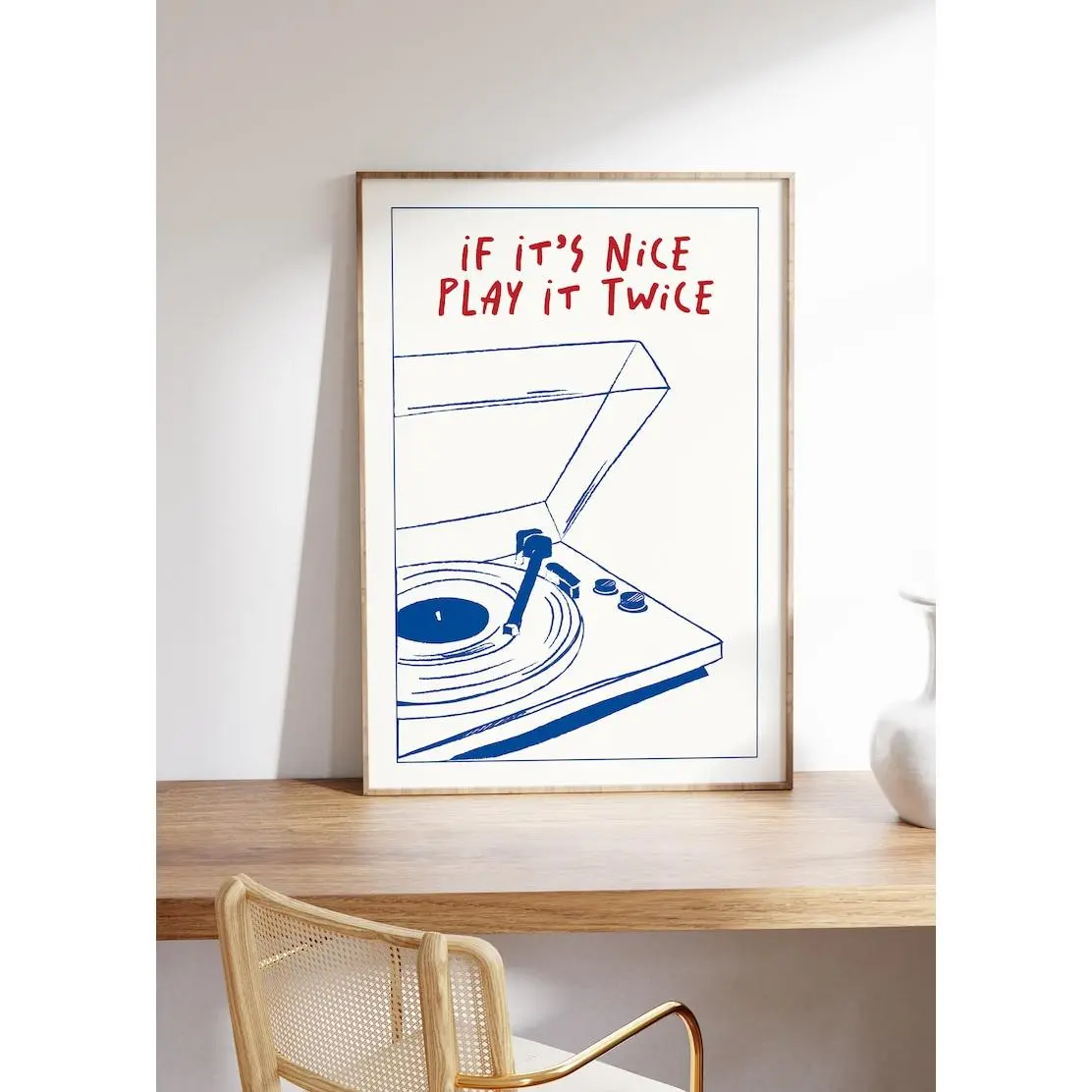 Music Wall Art Play It Twice Record Player Poster Retro Groovy Print Gift Music Lover Home Vintage Exhibition French Poster Trendy Gift