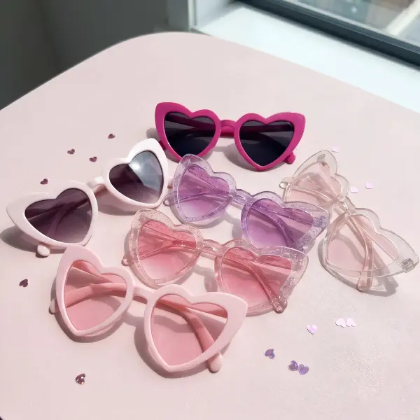 6 Pairs Heart-Shaped Sunglasses for Women, Cute Playful Eyewear Set, Multi-Color Accessories for Birthday & Bachelorette Party Favors, Happy Birthday, Valentine, Adult, Love Shape, Six Pairs