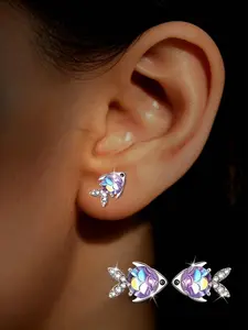 1 Pair of Fashionable Zircon Colorful Fish Scales Exquisite Earrings with Personalized Design Sense for Women's Parties, Vacations, Daily Versatile Creative Earrings