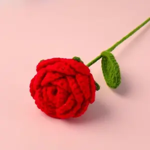 Handmade Bubble Rose Bouquet, Artificial Flower Yarn Knit Arrangement, Valentine's Day Gift for Women, Birthday Decoration