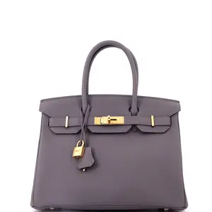 Pre-owned HERMÈS Leather Tote Bags REBAG Hermes Birkin Handbag Grey Togo with Rose Gold Hardware 30 by Rebag