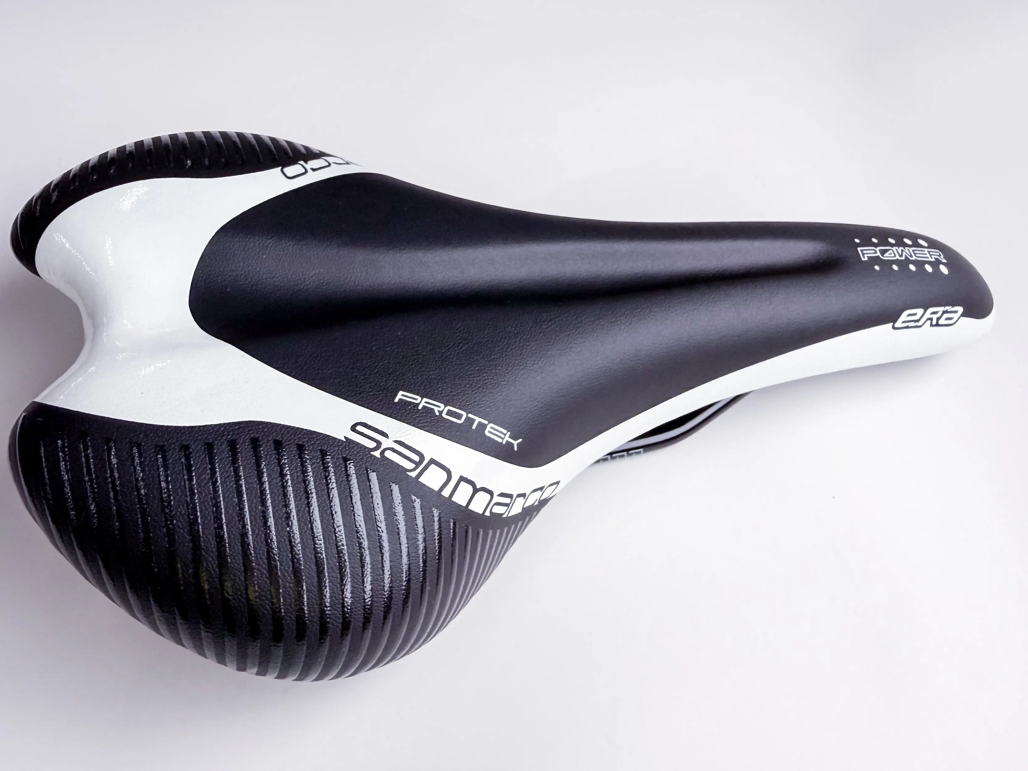 Selle San Marco Era Dynamic Protek Road Bike Saddle - Ultra Comfortable Black & White Racing Bicycle Seat (#800CN010)