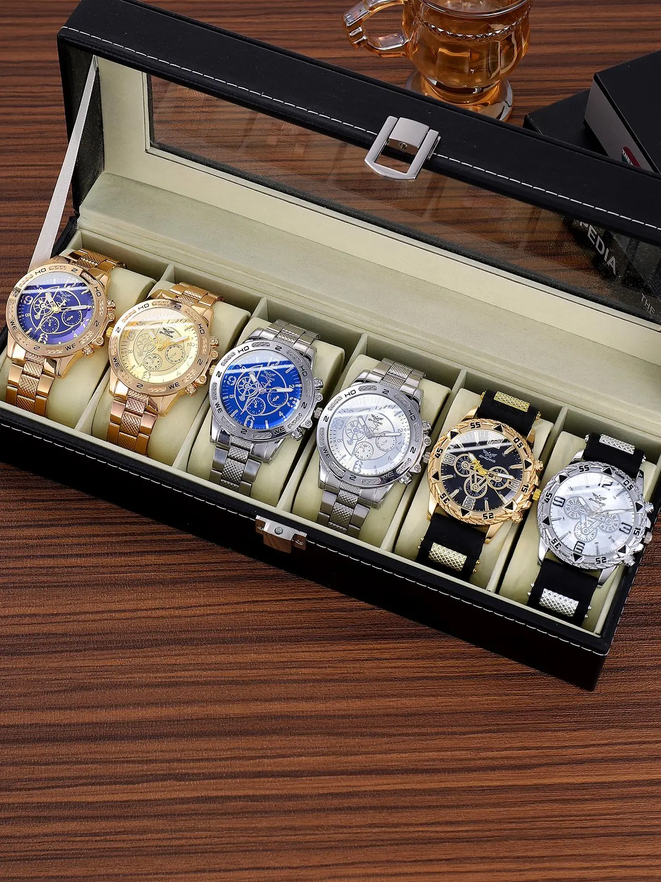 Men's Fashion Round Dial Analog Quartz Watch with Box, Fashion Watch Set for Parties and Daily Wear, Trendy All-Match & Exquisite Watch Set for Birthday Gift, Stylish Watch, fashionable stylish watch, Quartz Wristwatch
