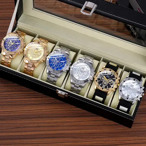 Men's Fashion Round Dial Analog Quartz Watch with Box, Fashion Watch Set for Parties and Daily Wear, Trendy All-Match & Exquisite Watch Set for Birthday Gift, Stylish Watch, fashionable stylish watch, Quartz Wristwatch, Analog Wristwatches