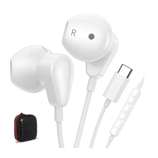 USB C Headphones for iPad 10th/11th Gen, iPad Pro 13/11 Inch, iPhone 16/15 – Wired Type-C Earbuds with Mic, HiFi DAC Stereo Sound, Volume Control