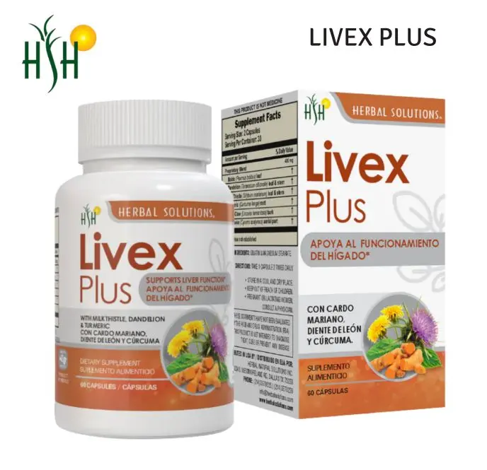 HERBAL SOLUTIONS Livex Plus | Botanical Dietary Supplement with Milk Thistle, Dandelion & Turmeric | 60 Capsules