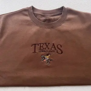 Texas Cowboy State Embroidered Sweatshirt, Vintage Western Rodeo Crewneck, Sweatshirt Pullover for Fall & Winter