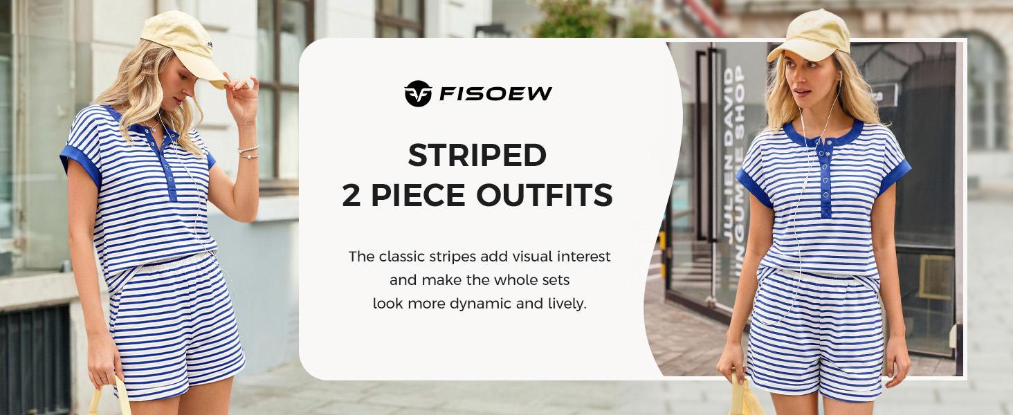 Fisoew Striped 2 Piece Outfits Casual Sweatshirt Skirt Set Long Sleeve Skort Workout Set Matching Lounge Sets Women's Matching Sets Women #Springtok #TikTokShopHolidayHaul #TikTokShopJumpstartSale Fabrics Elastic two piece set Elegance Shorts