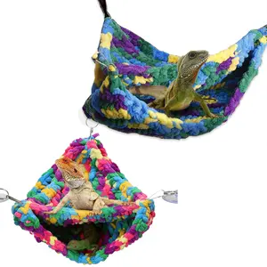 Triangular Soft Hammock for Reptiles & Birds, Lizard Gecko Parrot Hanging Bed, Small Pet Swing Cot for Cage Terrarium, Comfy Resting Spot for Bearded Dragon Leopard Gecko Budgie