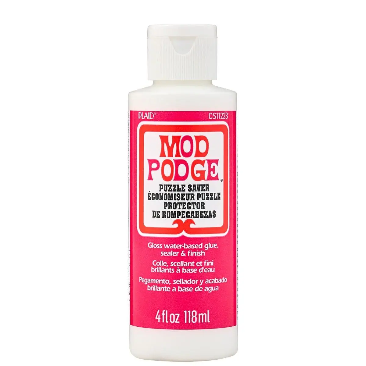 Mod Podge ® Quick Drying Puzzle Saver Seal & Finish - 4 oz Retro Water-Based Art Materials, Crafting Supplies, Home Care Supplies, Household Cleaners - Gloss Durable Finish, Easy to Clean, Preserves Beauty - CS11223