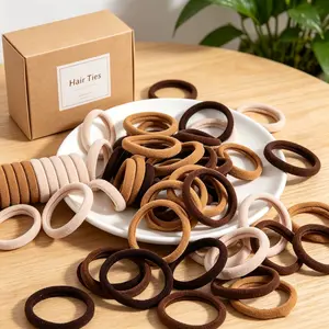 100Pcs Seamless Hair Bands 4 Colors Soft Elastic Scrunchies Thick Hair Friendly No Damage Ponytail Holders