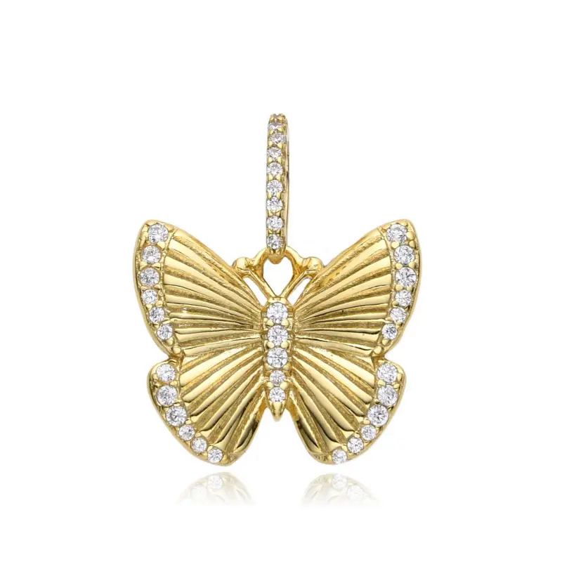 Gold Whimsical Animal Shape Butterfly Pendant Statement Necklace - Detailed Edges, Whimsical Necklace, Fashion Costume Jewelry Charm for Daily Wear, Statement Necklaces