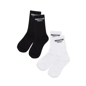 Rockstar Dist White/Black Basic Socks 2 Pack