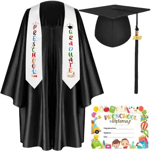 2026 Preschool Graduation Cap and Gown Set Kindergarten Graduation Outfit with 2026 Tassel, Certificate and Preschool Diploma to Graduation Photoshoot for Kids Boys and Girls Class Friends Student PrK Graduation Gift