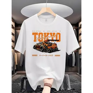 Men's Polyester  Shirt, Light, Breathable, Fashionable Printed T-shirt, Tokyo Racing Theme Creative Print, Perfect for Travel/ Summer/ Beach, Daily Casual/ Home, 2026 / Hot