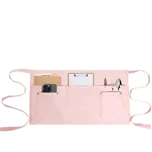 Server Apron with 5 Pockets - Rivet buckle Unisex Short Half Waiter Waist Apron
