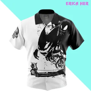 Cubone and the Ghosts Pokemon Button  Up Hawaiian Shirt