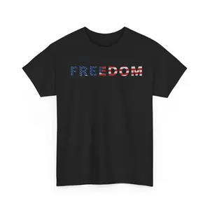 Unisex "Freedom" American Flag T-Shirt Patriotic Stars & Stripes Graphic Black Casual Streetwear Tee