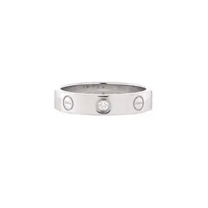 Pre-owned Cartier Love Wedding Band 1 Diamond Ring 18K White Gold with Diamond by Rebag