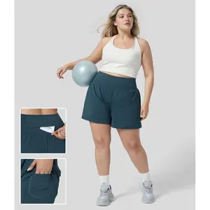 Halara Super High Waisted Back Pocket & Side Hidden Pocket 2-in-1 Yoga Plus Size Shorts 5''-Longer Length #TikTokShopBacktoSchool
