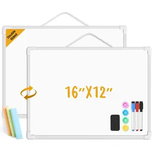Small Dry Erase Board for Wall, 16" x 12" Double-sided  Whiteboard, Dry Erase White Board with 3 Markers, 4  and 3 Mini Sticky Notes, Portable Whiteboard for , Office, School