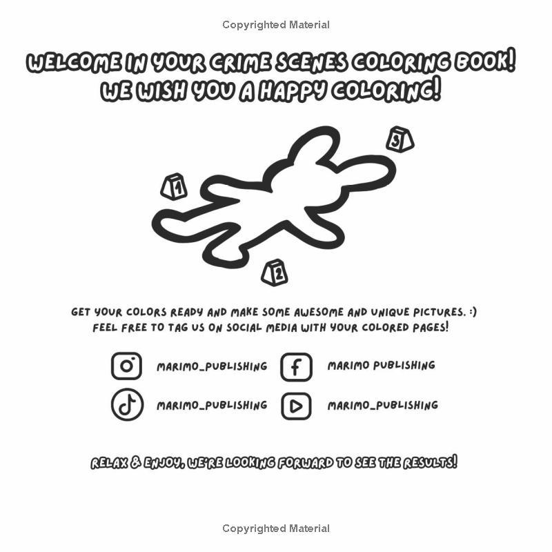 Crime scenes coloring book for adults: Bold and Easy Designs for Stress Relief and Relaxation, 40 Hand-Drawn Illustrations for Dark Humor Lovers