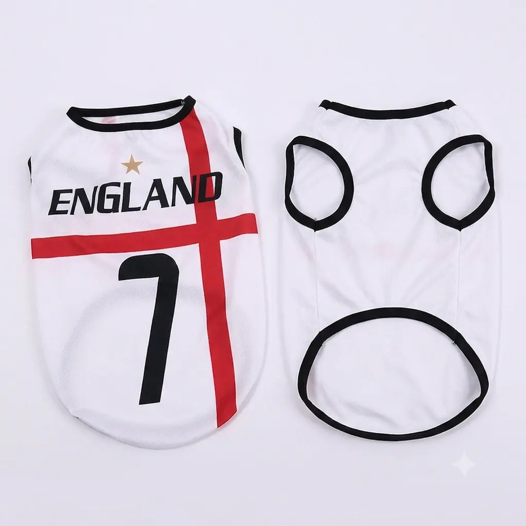 Print ENGLAND Pet Soccer Jersey, Football Pet Jersey, Soccer Outfit for Dogs Cats, Gift for Dogs Cats