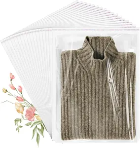 Cellophane Bags, 100 count Resealable Clear Poly Bags for Clothes, Party Favors, Artwork & Decorative Wrappers(14x20)