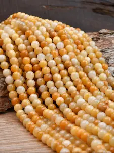 Natural Yellow Jade Loose Beads, Lustrous Round Beads, 4mm (0.16 inch) - 10mm (0.4 inch), for Jewelry Making, DIY Necklaces, Bracelets and Earrings, Beads Charms Accessories, Beading Making