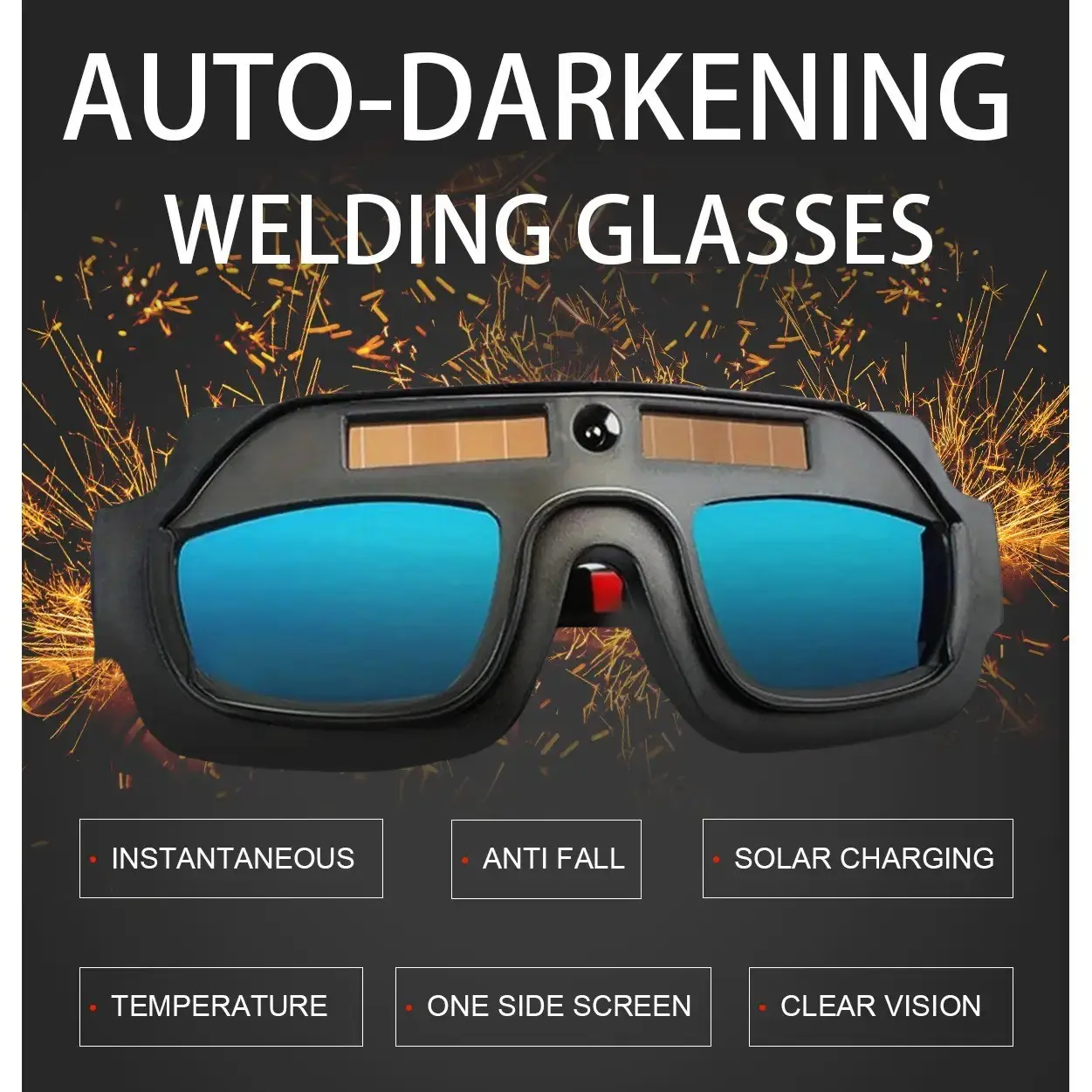 Auto-Darkening Welding Goggles, Welding Glasses, Welding Accessory, Panoramic True Color Vision, Intelligent Dimming, Anti-Fog Comfort, Durable Safety Protection for All Welding Tasks, Professional Protective Eyewear