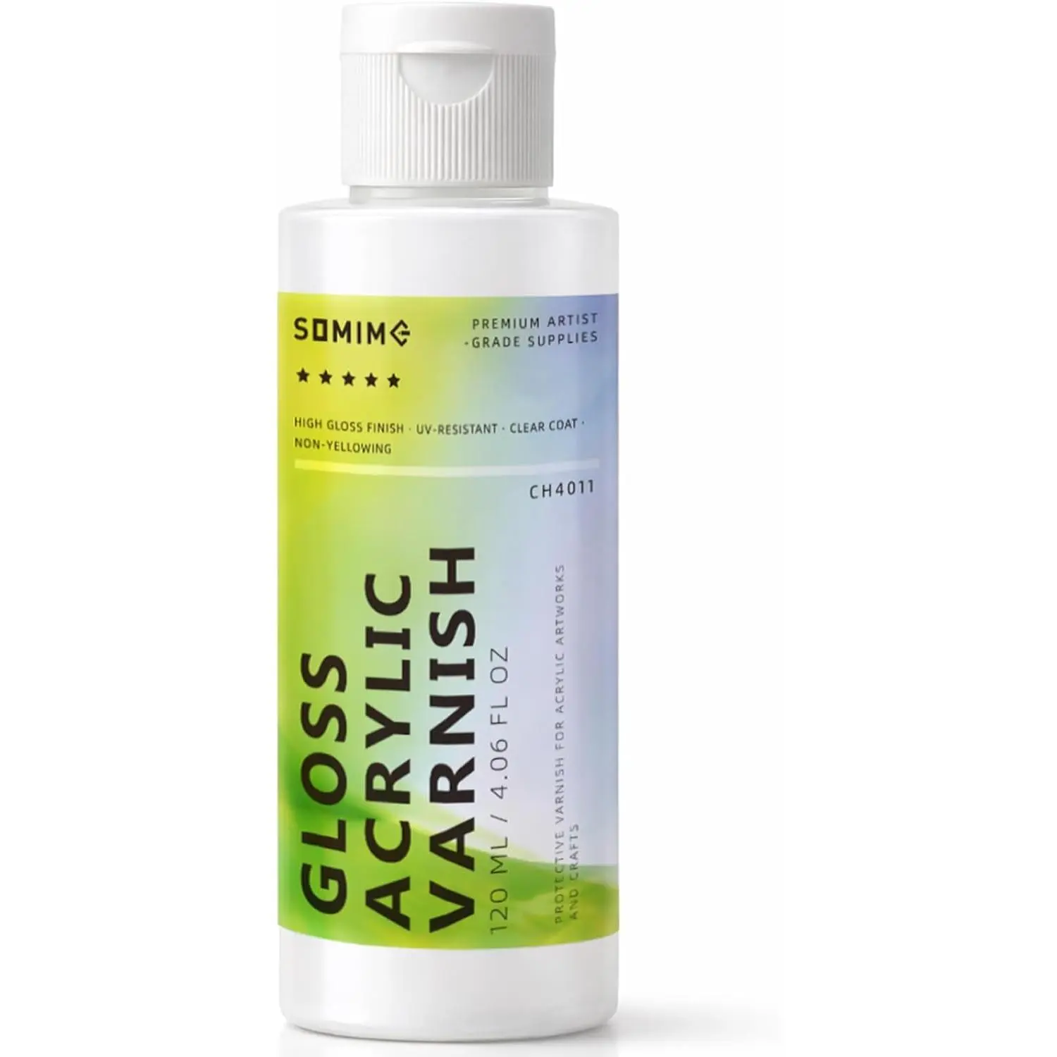 Varnish for Acrylic Painting, 4.06 fl oz High Gloss Acrylic Varnish Clear Coat Paint for Artwork, Non-Yellowing Artist Glossy Finish on Canvas, Wood, Ceramic