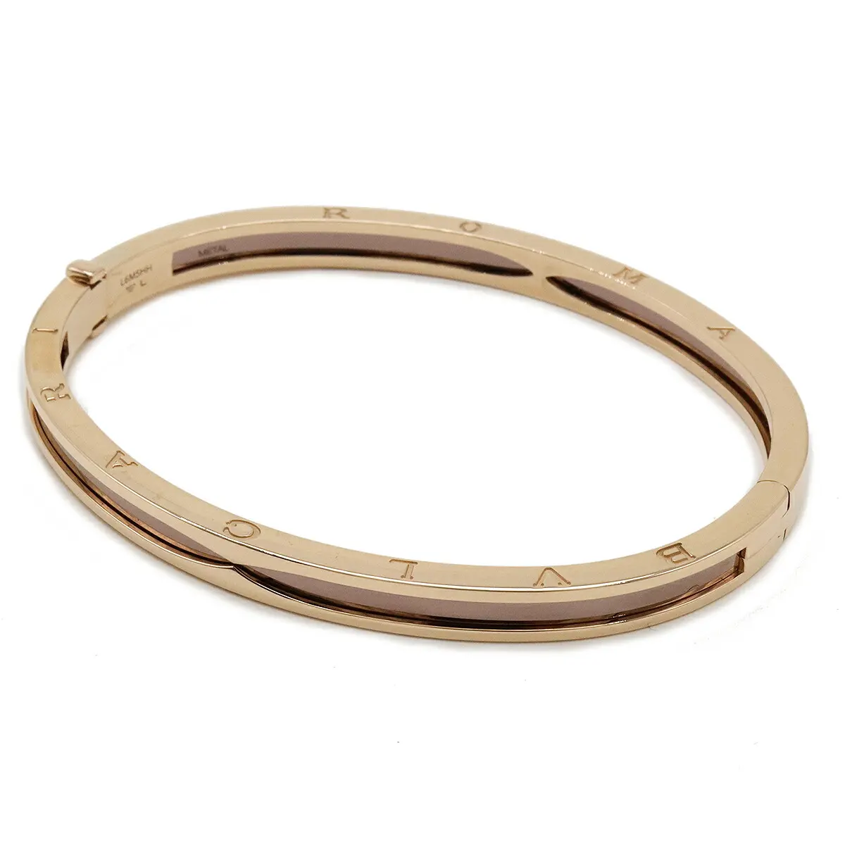 Pre-owned Bvlgari 18K Rose Gold (Au750) Small Leather Goods B.zero1 Au750 Bracelet Size 19