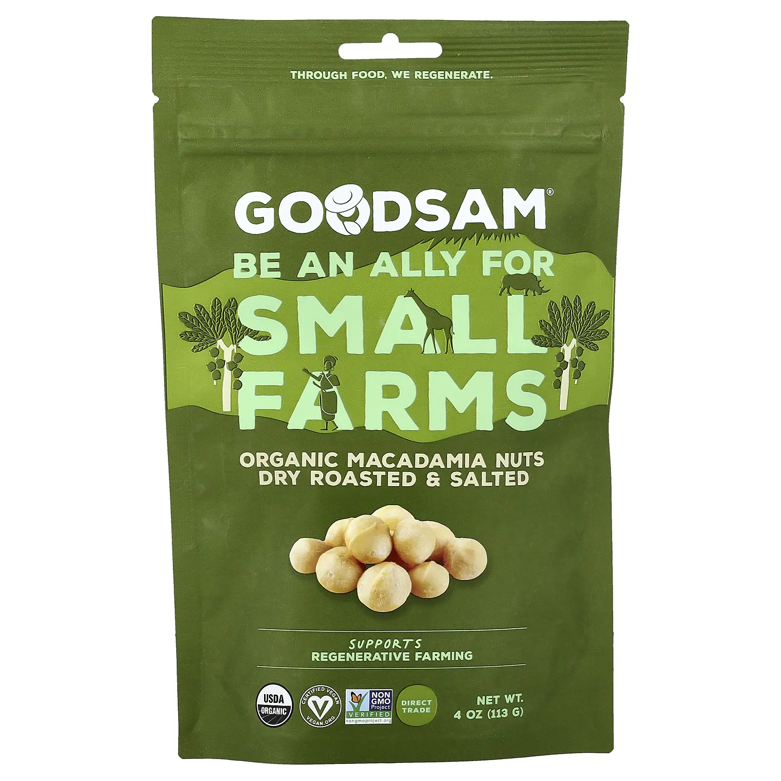 GoodSam Organic Macadamia Nuts, Dry Roasted & Salted, 4 oz (113 g)