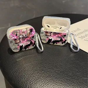 Anime Ghost Girl Protective Case Cover for Apple AirPods 1/2/3/4/Pro/Pro2 TPU Texture Lightweight and Durable Anti-Scratch Shockproof Earphone Charging Box Accessory With Buckle