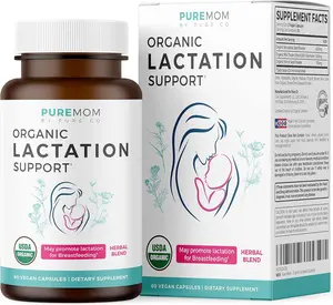 Pure Co USDA Organic Lactation Supplement - Increase Milk Supply Herbal Breastfeeding Support - for Mothers - Fenugreek Seed, Fennel & Milk Thistle
