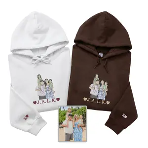 Custom Family Sweatshirt with Embroidered Portrait from Photo -  Gift for Mother Day Father Day Birthday, Anniversary