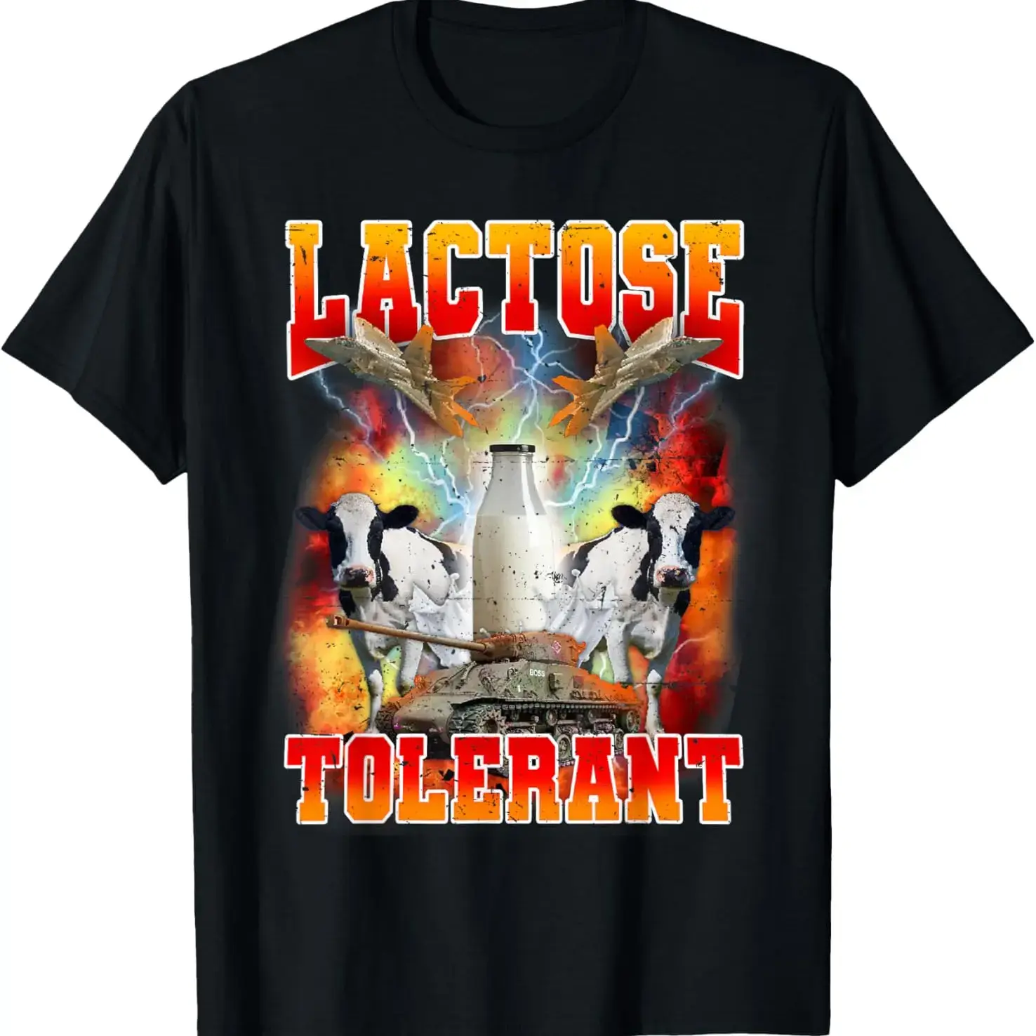 Cotton Short Sleeve Shirt, Lactose Tolerant - Funny Sarcasm Meme Funny Lactose Tolerant T-Shirt Adult size Streetwear,Menswear Casual Summer Tee,Fashion Gift