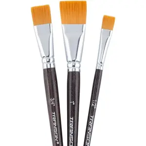 Transon Flat Paint Brush Set 3pcs for Acrylic Watercolor Gouache Oil and Body Painting